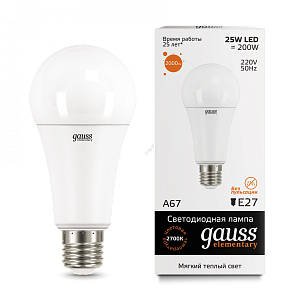 gauss 73215 Лампа светодиодная Gauss LED Elementary A65 25W E27 2700K