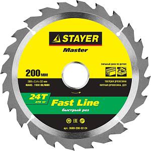 Диск пильный по дереву MASTER «FAST-Line» (200х32 мм; 24Т) для циркулярных пил Stayer 3680-200-32-24