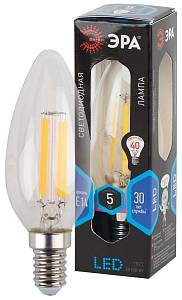 Лампочка светодиодная ЭРА F-LED B35-5W-840-E14 Е14 / Е14 5Вт филамент свеча нейтральный белый свeт