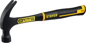 STAYER Strike, 450 г, цельнометаллический столярный молоток-гвоздодёр, Professional (2025-450)