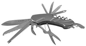 ЗУБР 12 в 1, металлическая рукоятка, складной, многофункциональный нож (47781)