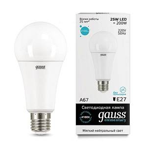 gauss 73225 Лампа LED Elementary A67 25W E27 4100K