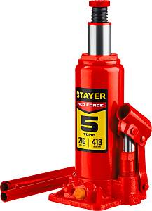 STAYER RED FORCE, 5 т, 216 - 413 мм, бутылочный гидравлический домкрат, Professional (43160-5)