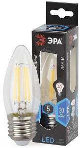 Лампочка светодиодная ЭРА F-LED F-LED B35-5W-840-E27 Е27 / Е27 5Вт филамент свеча нейтральный белый свет